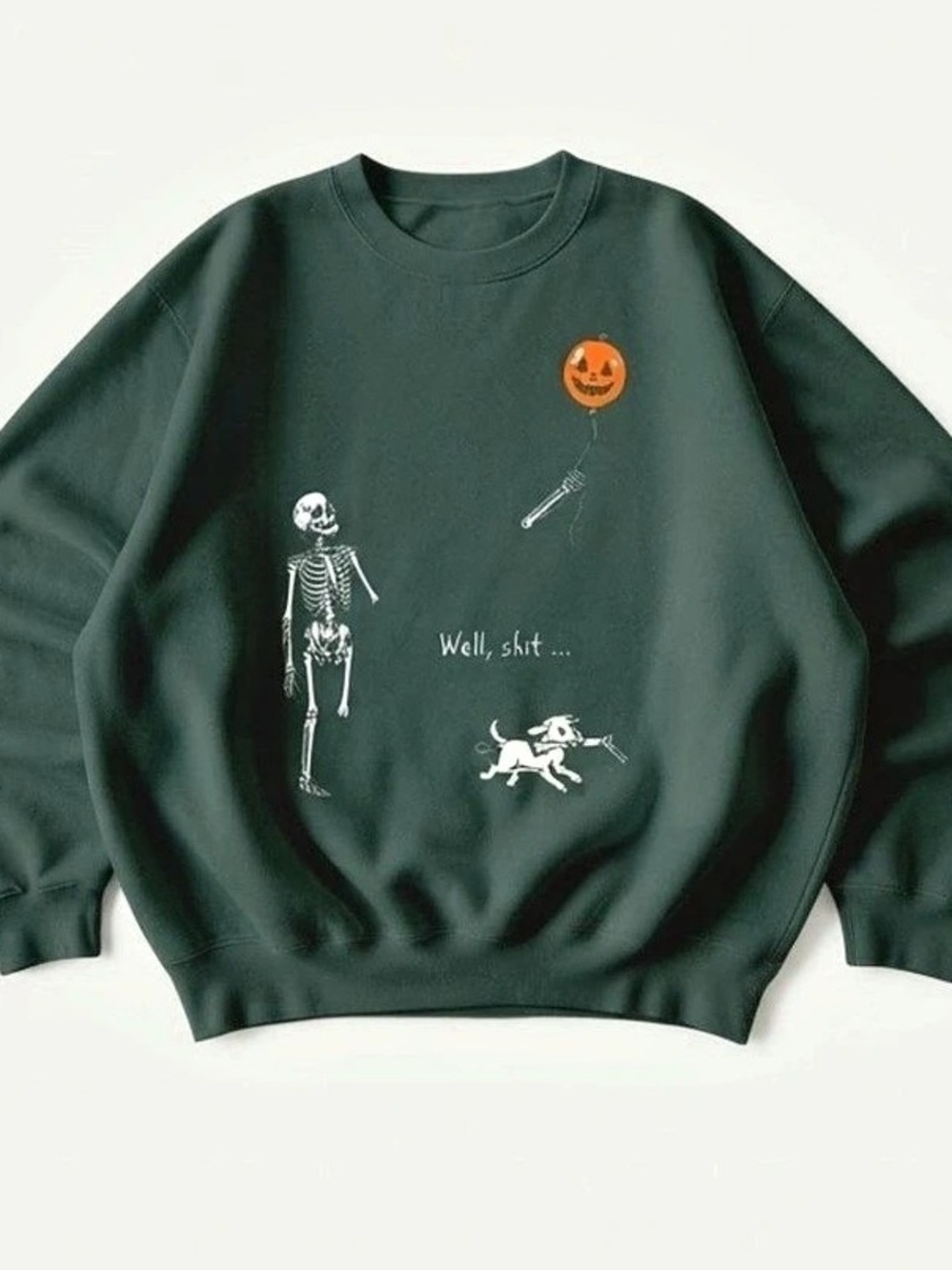 Funny Skeleton Dog Pumpkin Balloon Graphic Gildan Sweatshirt